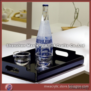 Black Square High Grade Acrylic Wine Tray with Handle